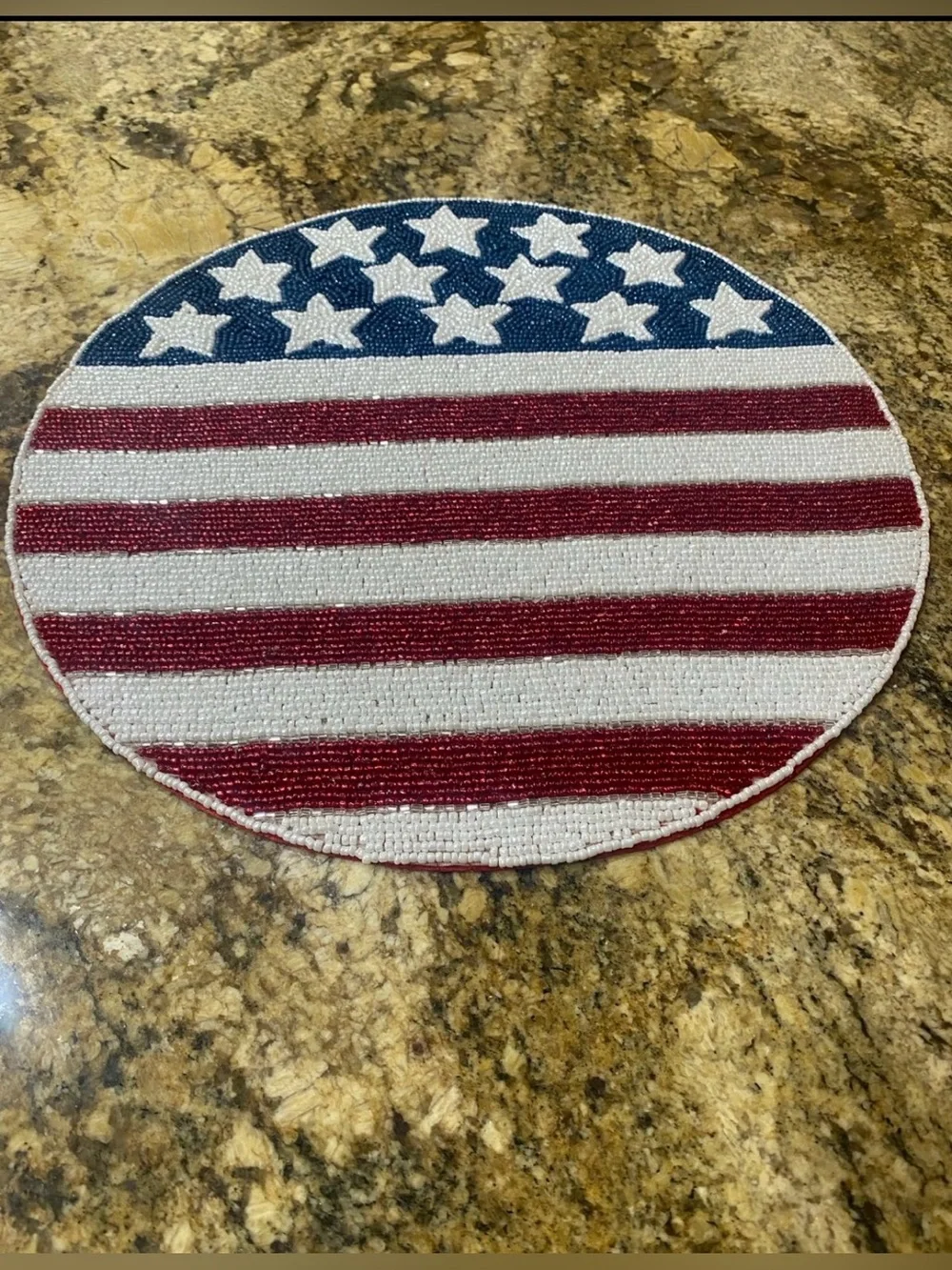 Williamstown Home Beaded Patriotic Flag Charger Placemat- set of 2 Flag LAST SET